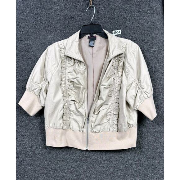 Torrid Jacket Womens Size 0 (12) Beige 3/4 Sleeve Ruched Office Career - Picture 1 of 6